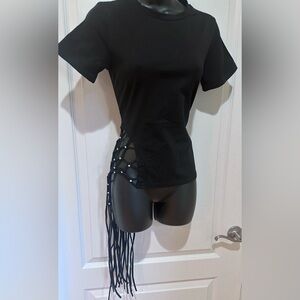 No1 Los Angeles New no tags Black Lace-Up Side Women Lycra Top size S